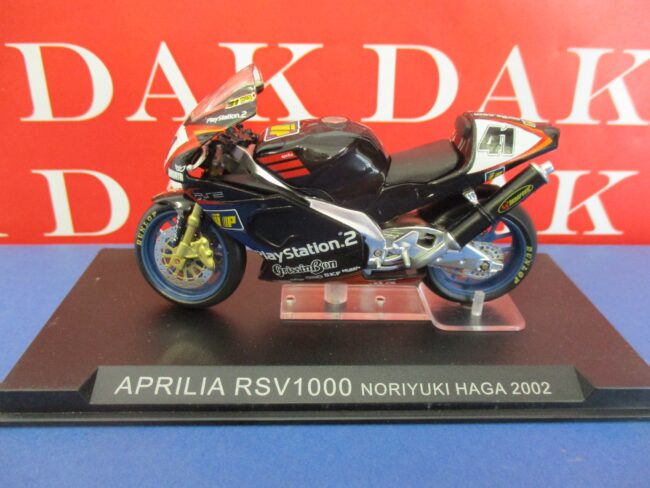 Die cast 1/24 Modellino Moto GP Aprilia RSV 1000 N. Haga 2002