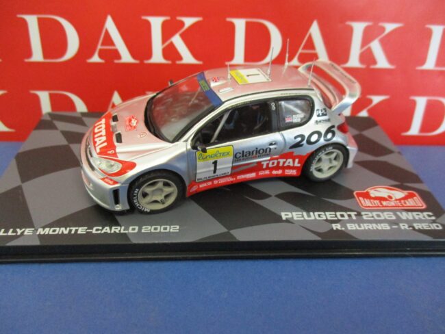 Die cast 1/43 Modellino Auto Peugeot 206 WRC Rally Monte Carlo 2002 R. Burns - immagine 2