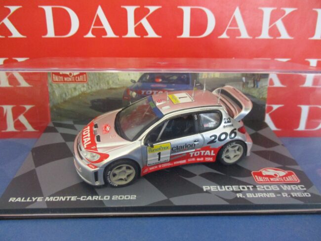 Die cast 1/43 Modellino Auto Peugeot 206 WRC Rally Monte Carlo 2002 R. Burns - immagine 4