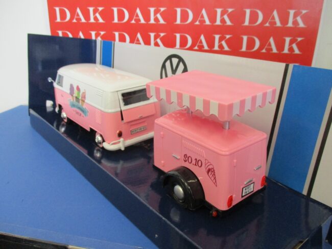 Die cast 1/24 Modellino Furgone Volkswagen T1 Transporter Ice Shop + Trailer - immagine 3