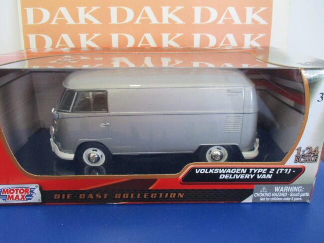 Die cast 1/24 Modellino Furgone Van Volkswagen T1 Transporter argento Motor Max - immagine 4