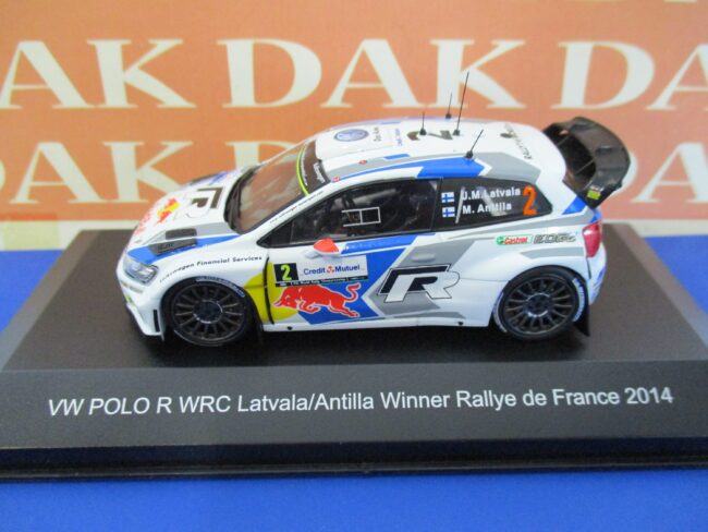 Die cast 1/43 Modellino Auto Volkwagen Polo R WRC Rally Francia 2014 J.Latvala