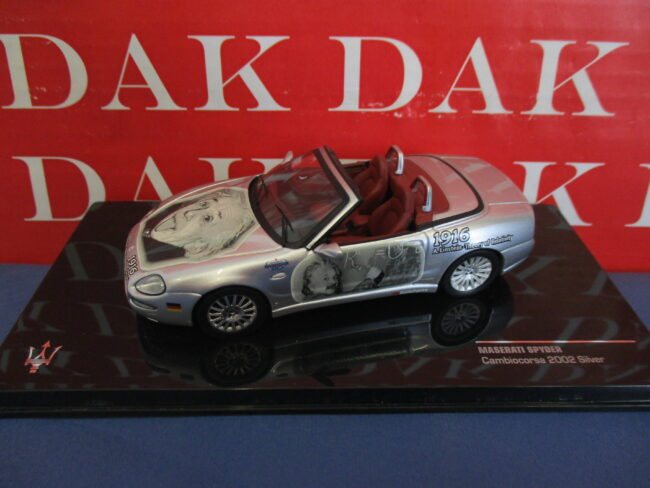 Die cast 1/43 Modellino auto Maserati Cambiocorsa Spyder 2002 Silver A. Einstein