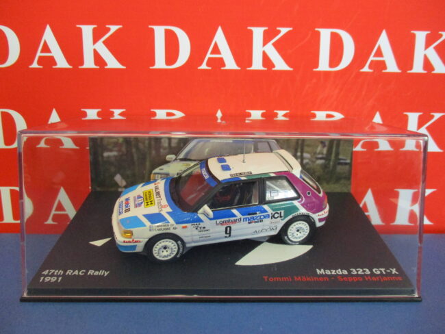 Die cast 1/43 Modellino Auto Mazda 323GTX RAC Rally 1991 T. Makinen - immagine 4