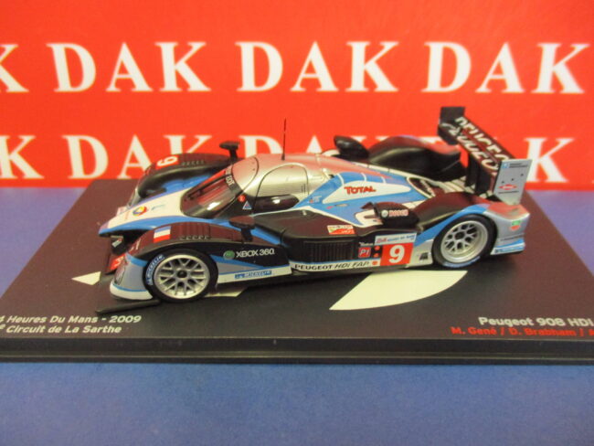 Die cast 1/43 Modellino Auto Peugeot 908 HDI FAP N9 24H Le Mans 2009 D. Brabham