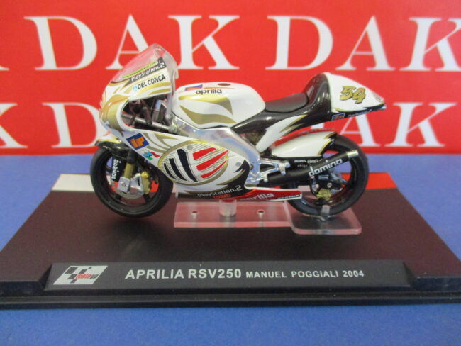 Die cast 1/24 Modellino Moto Aprilia RSV250 M. Poggiali 2004