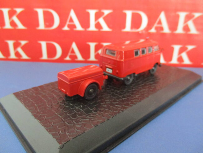 Die cast 1/72 Modellino Furgone Pompieri Volkswagen T1 + Trailer - immagine 3