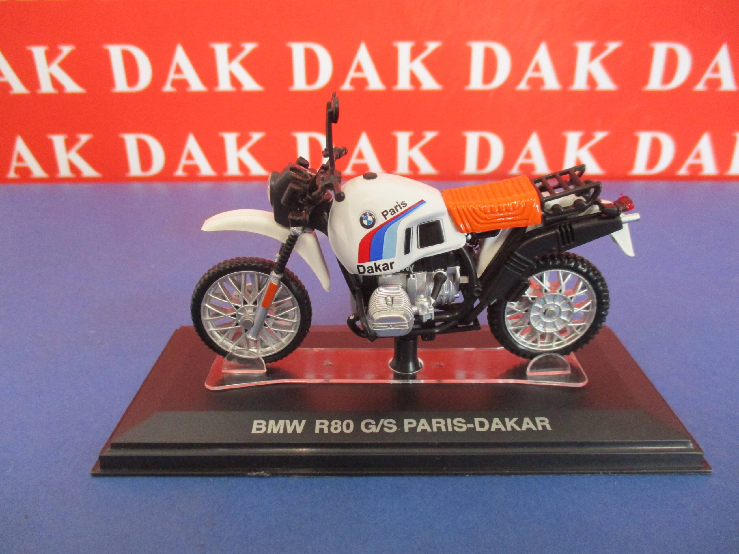 Die cast 1/24 Modellino Moto BMW R80 G/S Rally Paris Dakar