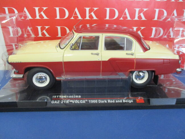 Die cast 1/18 Modellino Auto Gaz 21R Volga 1966 Dark Red and Beige by Ist