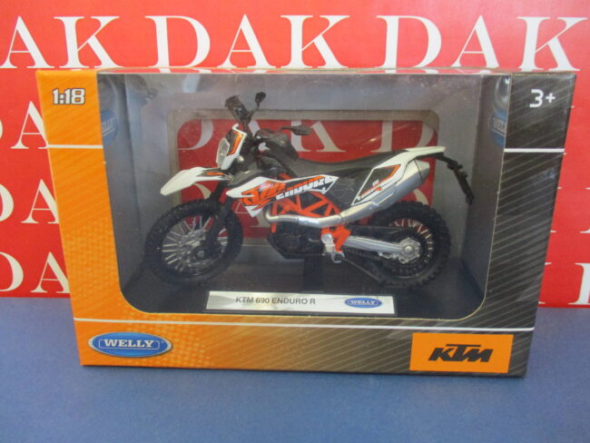 Die cast 1/18 Modellino Moto KTM 690 Enduro R White and Black by Welly - immagine 4