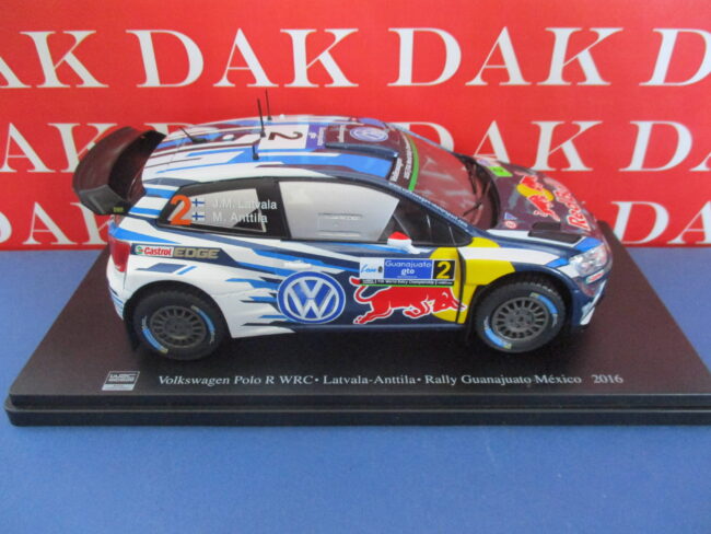 Die cast 1/24 Modellino Auto Volkswagen Polo R WRC Rally Messico 2016 Latvala