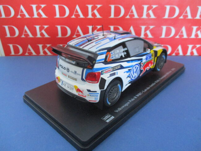 Die cast 1/24 Modellino Auto Volkswagen Polo R WRC Rally Messico 2016 Latvala - immagine 3