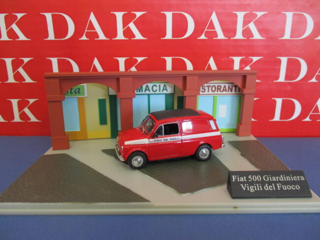 Die cast 1/43 Modellino Auto Diorama Fiat 500 Giardiniera Vigili del Fuoco