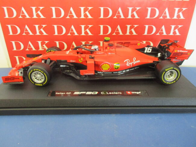 Die cast 1/18 Modellino Auto F1 Ferrari SF90 Monza GP 2019 C. LeClerc by Burago