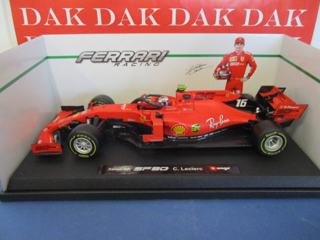 Die cast 1/18 Modellino Auto F1 Ferrari SF90 Monza GP 2019 C. LeClerc by Burago - immagine 4