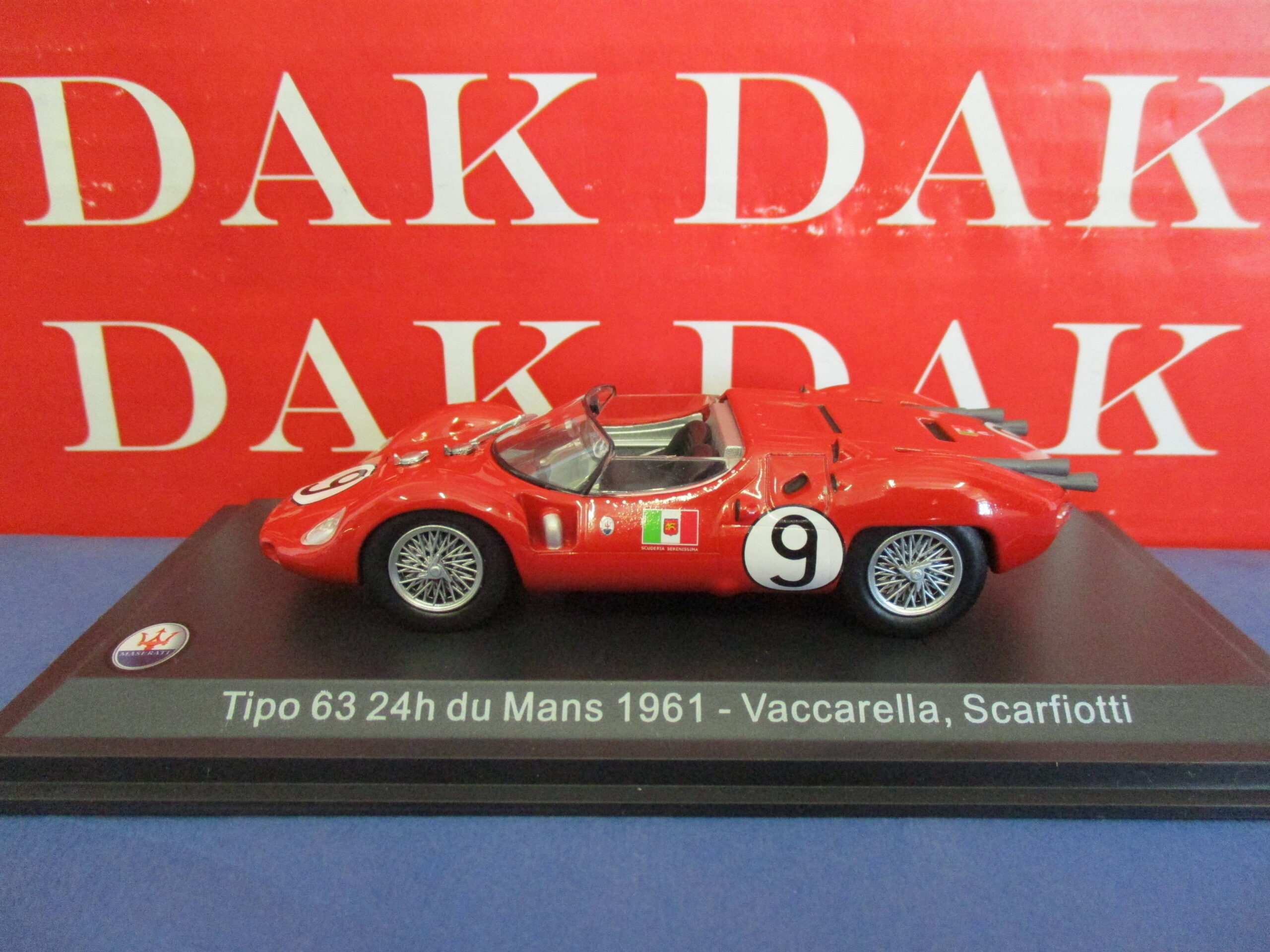 Die cast 1/43 Modellino Auto Maserati Tipo 63 N9 24H Le Mans 1961 Vaccarella