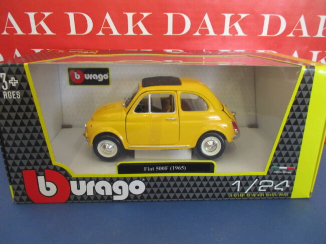 Die cast 1/24 Modellino Auto Fiat 500F Giallo 1965 by Burago - immagine 4