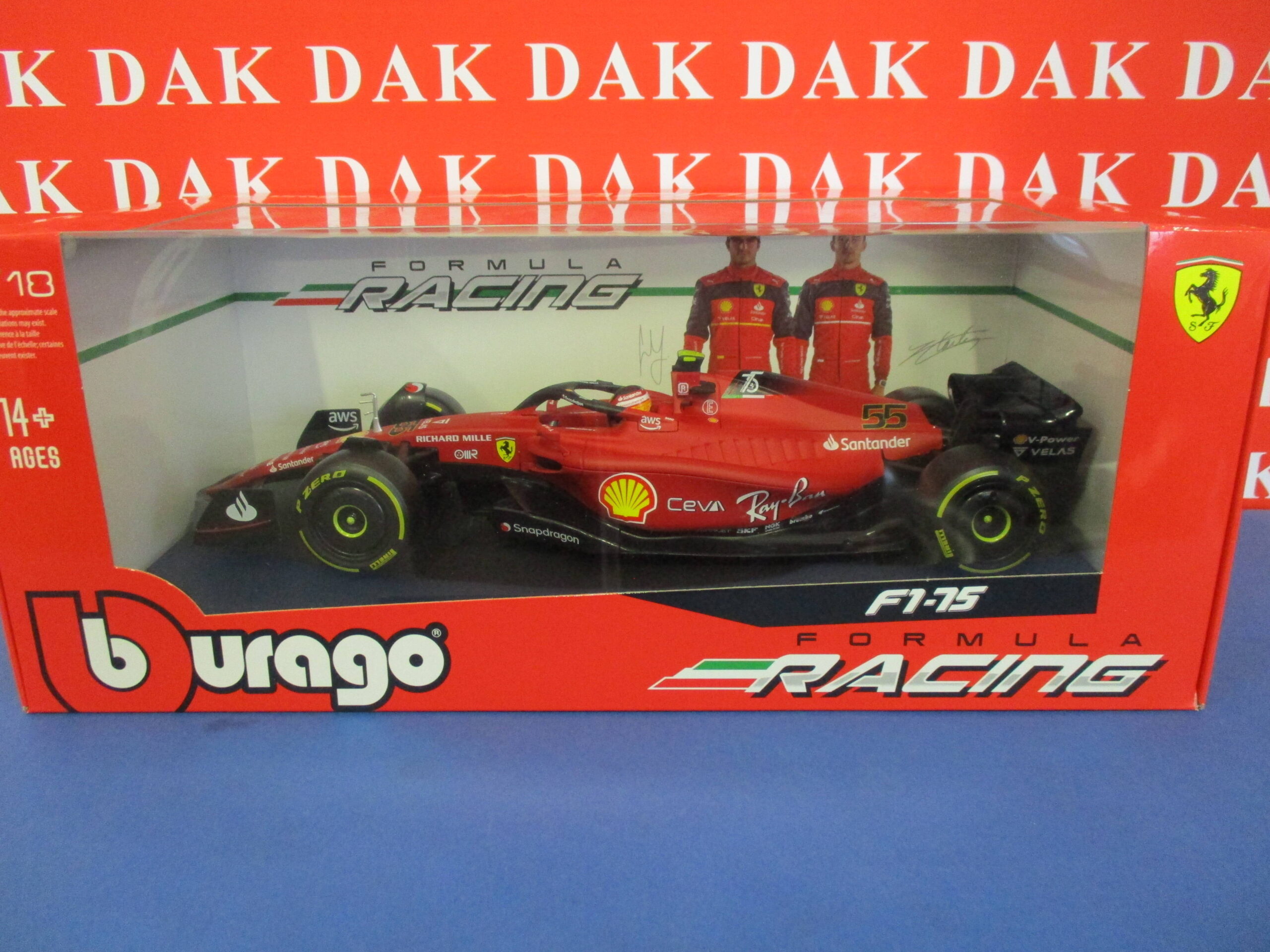 Set 2 Modellino statico Ferrari F1 2022 Leclerc + Sainz F1-75 Burago Scala  1:43