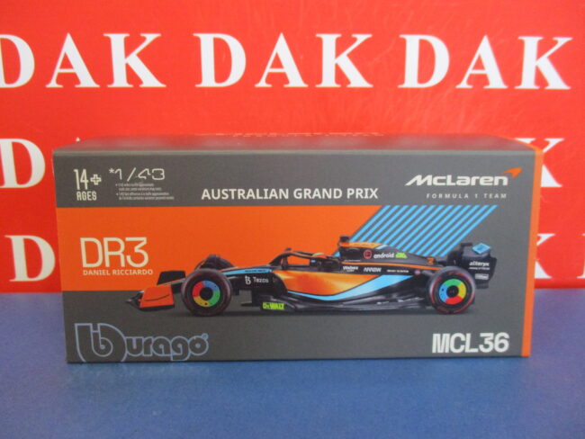 Die cast 1/43 Modellino Auto F1 McLaren MCL36 Australian GP 2022 D. Ricciardo - immagine 5