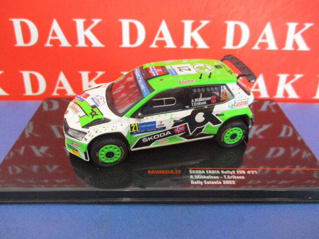 Die cast 1/43 Modellino Auto Skoda Fabia Rally2 Evo Rally Estonia 2022 Mikkelsen