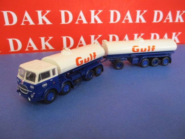 1/87 Modellino Camion Truck Fiat 690 Millepiedi Cisterna Gulf by Brekina