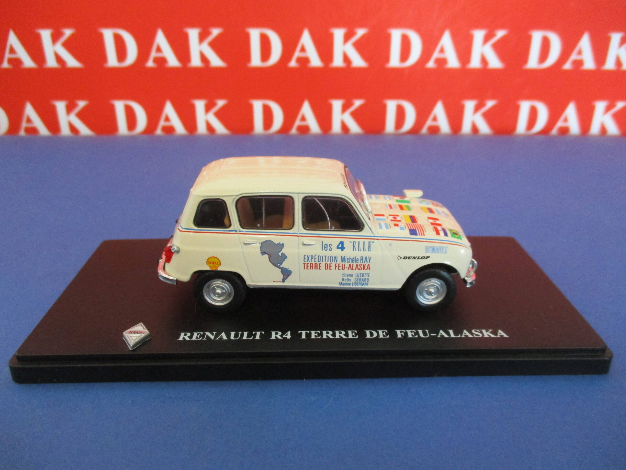 Die cast 1/43 Modellino Auto Renault 4L Raid Terre de Feu Alaska 1965