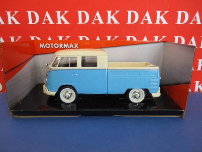 Die cast 1/24 Modellino Furgone Volkswagen T1 Double Cab Pick Up crema azzurro