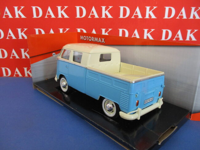 Die cast 1/24 Modellino Furgone Volkswagen T1 Double Cab Pick Up crema azzurro - immagine 3