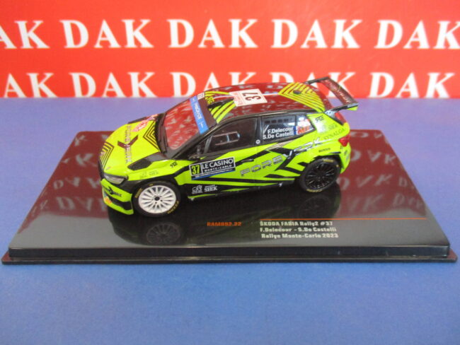 Die cast 1/43 Modellino Auto Skoda Fabia Rally2 Rally Monte Carlo 2023 Delecour